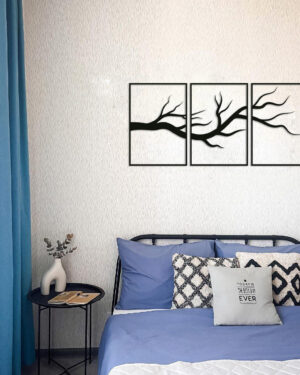 Elegant Tree Branch Wall Art in Modern Bedroom