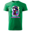 A green T-shirt featuring a vibrant artistic design with the text "Art is Freedom."