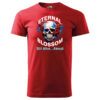 A red T-shirt featuring the bold "Eternal Blossom" design with a vibrant skull surrounded by red flowers.