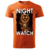 A vibrant orange T-shirt featuring a bold tiger design with the words "Night Watch."