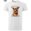 White T-shirt featuring a customizable pet portrait design with sunglasses.