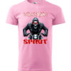 A bold pink T-shirt featuring a biker with glowing red eyes and the text "Ghost Rider Spirit" in striking font.