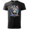 Black T-shirt featuring a mystical wolf design with the phrase "Embrace the Unknown."