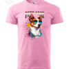 Personalized Pet Portrait T-Shirt in Pink with Watercolor Dog Design