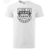 White cotton t-shirt with funny quote "Life is Hard, It's Harder If You're Stupid"