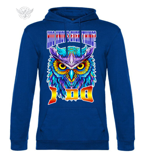 "Hoo Knows Everything?" Owl T-Shirt & Hoodie – Vibrant and Wise Design - obrazek 15