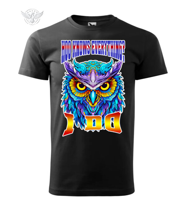 "Hoo Knows Everything?" Owl T-Shirt & Hoodie – Vibrant and Wise Design - obrazek 9