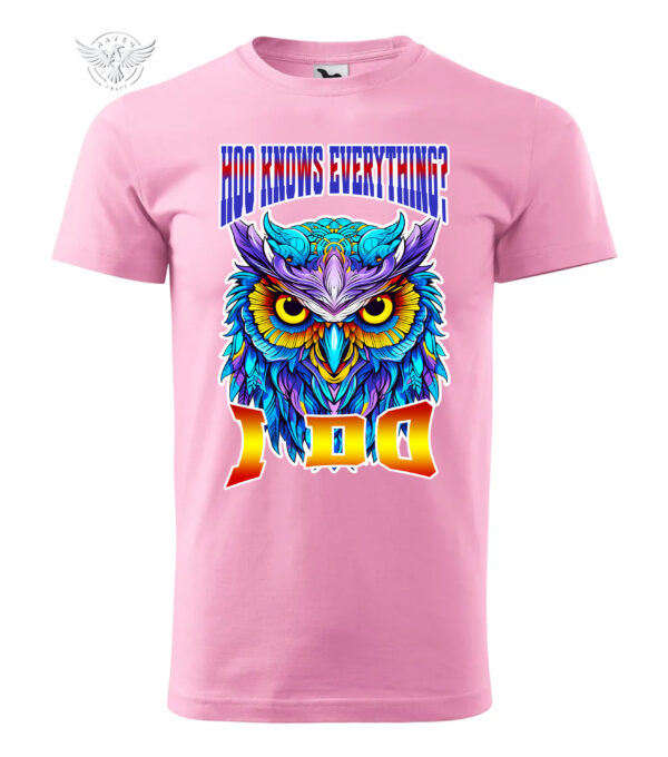 "Hoo Knows Everything?" Owl T-Shirt & Hoodie – Vibrant and Wise Design - obrazek 5