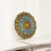 Angled wall view of a Multilayer Wooden Mandala with a colorful symmetrical petal design